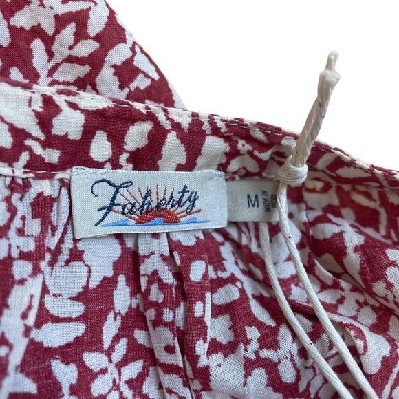 Faherty Red White Floral Button Front Midi Dress Womens Sz M - New - Picture 8 of 11